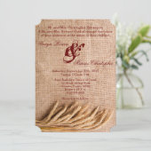 5x7 Wedding Invitation Wheat on Burlap Sack Counte Kaart (Staand voorkant)