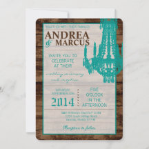 5x7 Westerne rustieke kroonluchter bruiloft uitnod