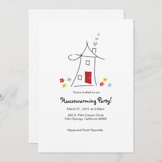 5x7 Whimsical Housewarming Party Kaart (Voorkant / Achterkant)