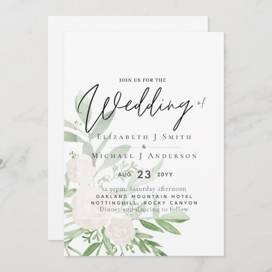 5x7 White Bouquet Script Overlay Budget Weddenscha (Voorkant / Achterkant)