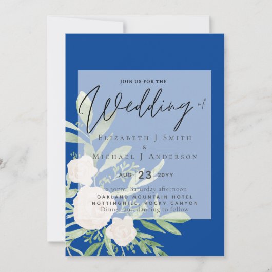 5x7 White Bouquet Script Overlay Budget Weddenscha (Voorkant)