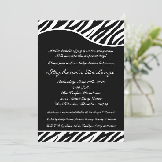 5x7 White Tiger Anima Print Baby shower Invitation Kaart (Staand voorkant)