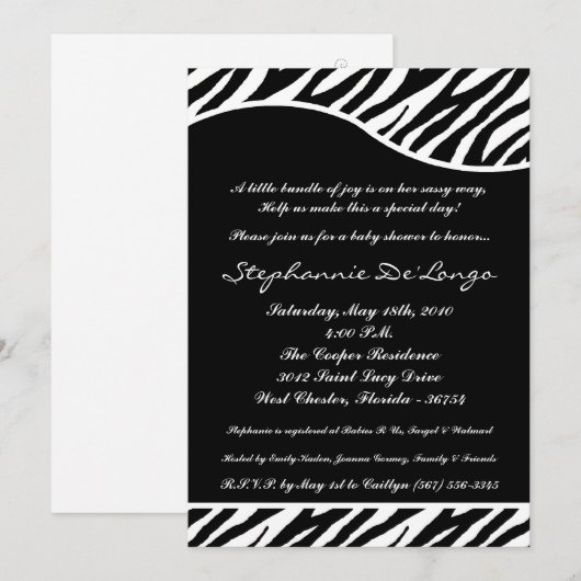 5x7 White Tiger Anima Print Baby shower Invitation Kaart (Voorkant / Achterkant)