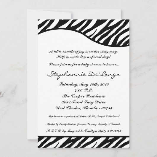 5x7 White Tiger Anima Print Baby shower Invitation Kaart (Voorkant)