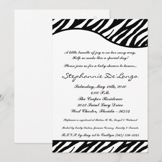 5x7 White Tiger Anima Print Baby shower Invitation Kaart (Voorkant / Achterkant)