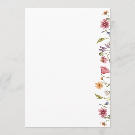 5x7" Wilde Bloem Bruiloft Tafel Menu Kaarten Plat  (Achterkant)