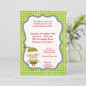 5x7 Winter Elf in groene uitnodiging (Staand voorkant)