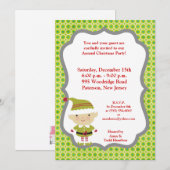 5x7 Winter Elf in groene uitnodiging (Voorkant / Achterkant)