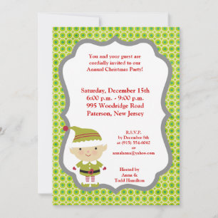 5x7 Winter Elf in groene uitnodiging