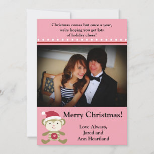 5x7 Winter Monkey in Santa Hat Invitation Kaart