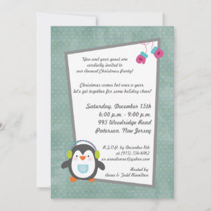 5x7 Winter Pinguïn Kerstfeest Uitnodiging