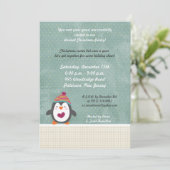 5x7 Winter Pinguïn Kerstfeest Uitnodiging (Staand voorkant)