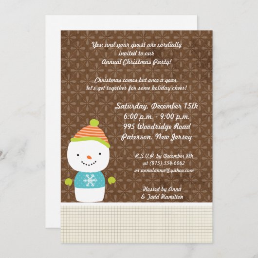 5x7 Winter Sneeuwman winter SnowInvitation Kaart (Voorkant / Achterkant)