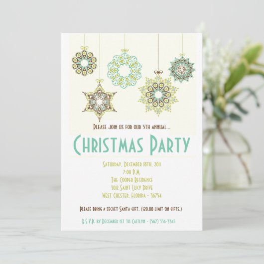 5x7 Winter Sneeuwvlok XMAS Kerstmis Uitnodiging (Staand voorkant)