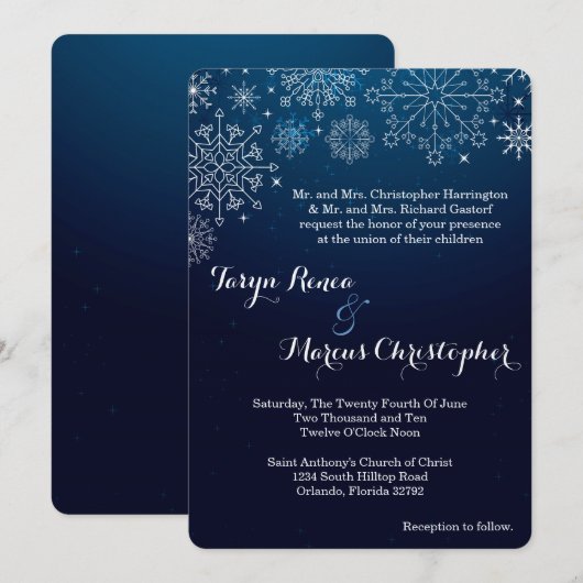 5x7 Winter Sneeuwvlokken Sneeuwijs Huwelijksuitnod Kaart (Voorkant / Achterkant)