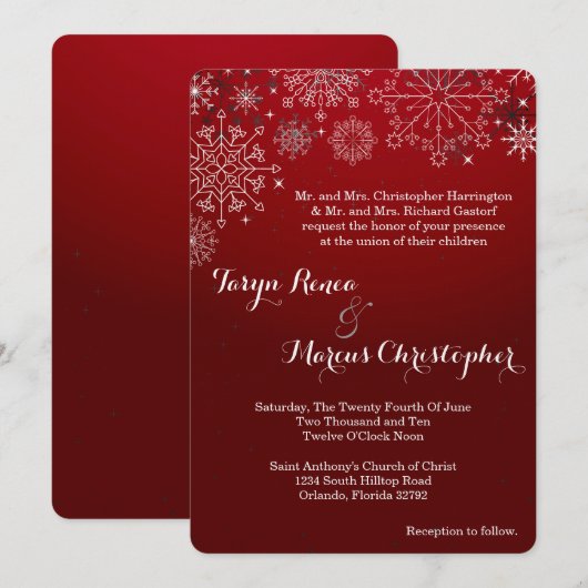 5x7 Winter Sneeuwvlokken Sneeuwijs Huwelijksuitnod Kaart (Voorkant / Achterkant)