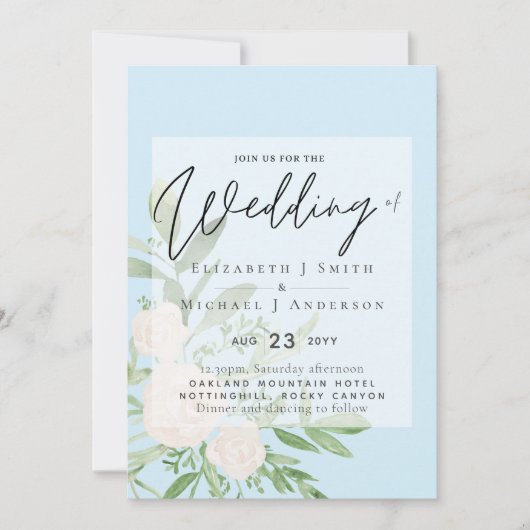 5x7 Wit Boeket Script Overlay Budget Bruiloft (Voorkant)