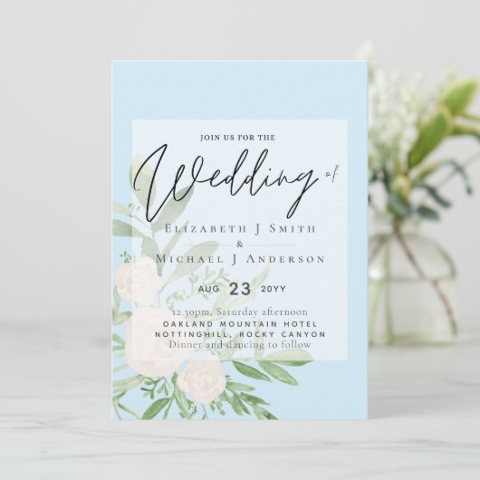 5x7 Wit Boeket Script Overlay Budget Bruiloft (Staand voorkant)