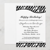 5x7 Wit & Zwart Zebra Verjaardag Uitnodiging (Voorkant / Achterkant)