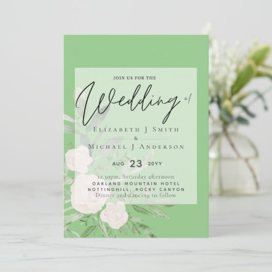 5x7 Witte Boeket Script Overlay Budget Bruiloft (Staand voorkant)