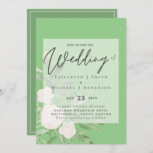 5x7 Witte Boeket Script Overlay Budget Bruiloft (Voorkant / Achterkant)