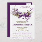 5x7 Witte Masquerade Sweet 16 Verjaardag Uitnodigi Kaart (Voorkant / Achterkant)