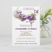 5x7 Witte Masquerade Sweet 16 Verjaardag Uitnodigi Kaart (Staand voorkant)