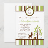 5x7 Woodland Forest Deer Baby shower Invitation Kaart (Voorkant / Achterkant)