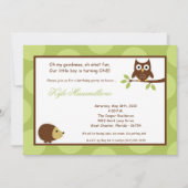 5x7 Woodland Forest Owl Birthday Party Invitation Kaart (Voorkant)