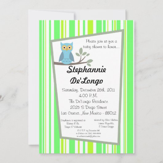 5x7 Woodland Forrest Owl Baby shower Invitation Kaart (Voorkant)