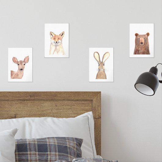 5x7 Woodland Schattigee Waterverf Bos Dieren set (Slaapkamer)