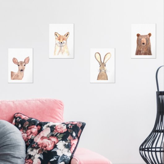 5x7 Woodland Schattigee Waterverf Bos Dieren set (Woonkamer)