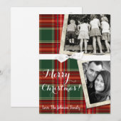 5x7 XMAS-kaart met kerstrode Plays Fabric-fotokaar Feestdagenkaart (Voorkant / Achterkant)