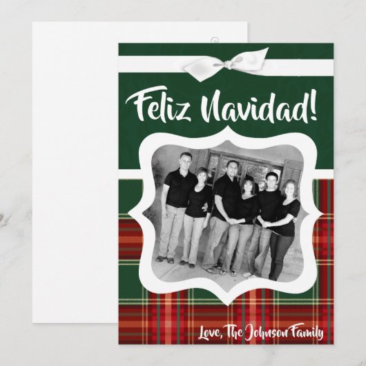 5x7 XMAS-kaart met kerstrode PlaysFabric-fotokaart Feestdagenkaart (Voorkant / Achterkant)