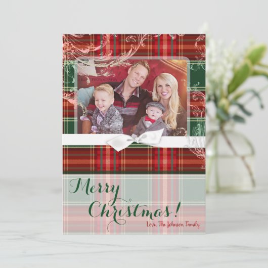 5x7 XMAS-kaart met kerstrode PlaysFabric-fotokaart Feestdagenkaart (Staand voorkant)