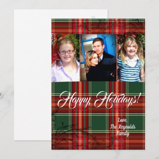 5x7 XMAS-kaart met kerstrode PlaysFabric-fotokaart Feestdagenkaart (Voorkant / Achterkant)