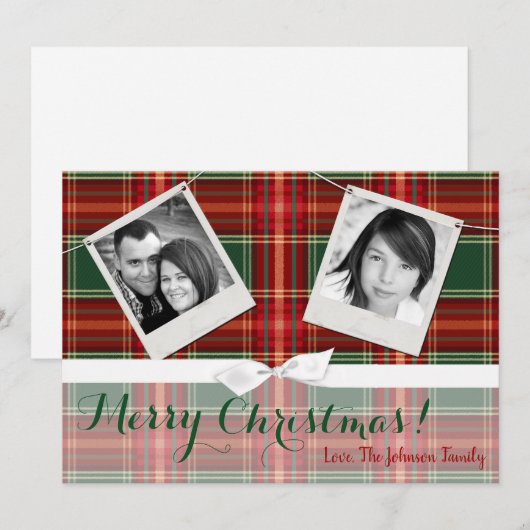 5x7 XMAS-kaart met kerstrode PlaysFabric-fotokaart Feestdagenkaart (Voorkant / Achterkant)