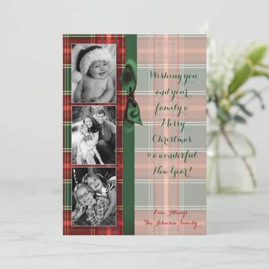 5x7 XMAS-kaart met kerstrode PlaysFabric-fotokaart Feestdagenkaart (Staand voorkant)