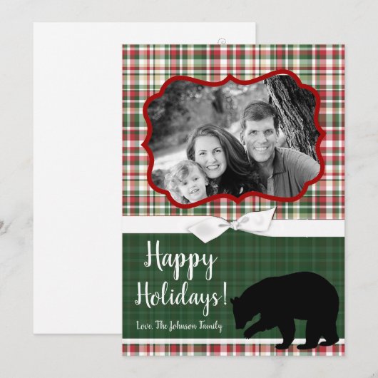 5x7 XMAS-kaart met rode kerst, Beer Fabri FOTO-kaa Feestdagenkaart (Voorkant / Achterkant)