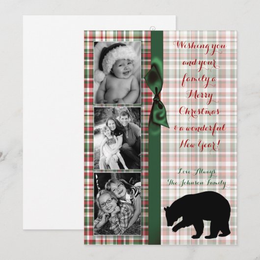 5x7 XMAS-kaart met rode kerst, Beer Fabri FOTO-kaa Feestdagenkaart (Voorkant / Achterkant)