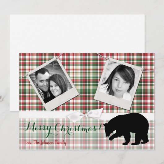 5x7 XMAS-kaart met rode kerst, Beer Fabri FOTO-kaa Feestdagenkaart (Voorkant / Achterkant)