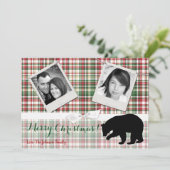 5x7 XMAS-kaart met rode kerst, Beer Fabri FOTO-kaa Feestdagenkaart (Staand voorkant)