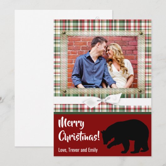 5x7 XMAS-kaart met rode kerst, Beer Fabri FOTO-kaa Feestdagenkaart (Voorkant / Achterkant)