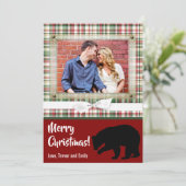 5x7 XMAS-kaart met rode kerst, Beer Fabri FOTO-kaa Feestdagenkaart (Staand voorkant)