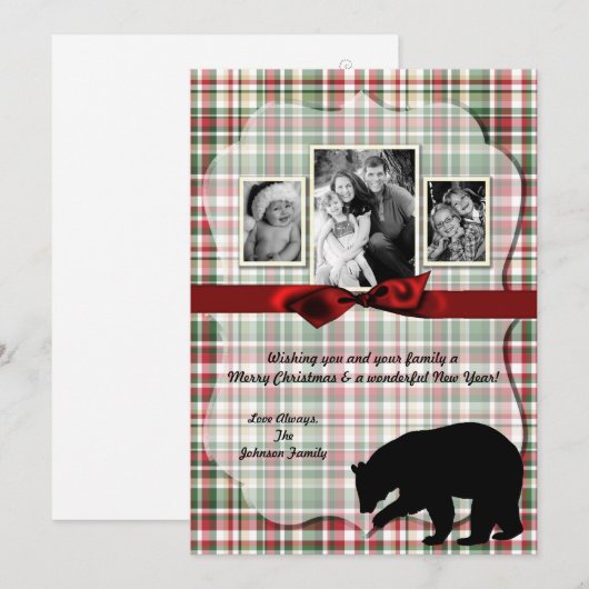 5x7 XMAS-kaart met rode kerst, Beer Fabri FOTO-kaa Feestdagenkaart (Voorkant / Achterkant)