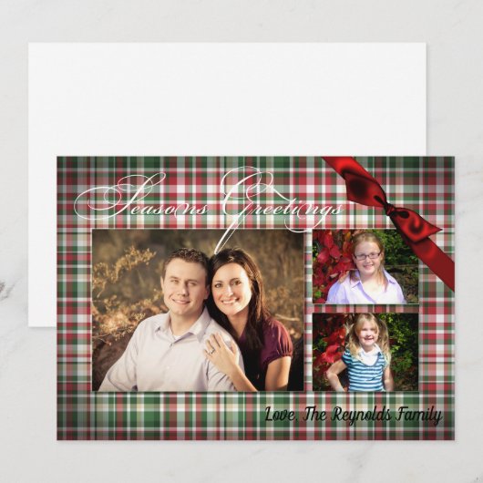 5x7 XMAS-kaart met rode kerst, Beer Fabri FOTO-kaa Feestdagenkaart (Voorkant / Achterkant)