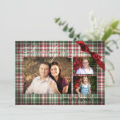 5x7 XMAS-kaart met rode kerst, Beer Fabri FOTO-kaa Feestdagenkaart (Staand voorkant)