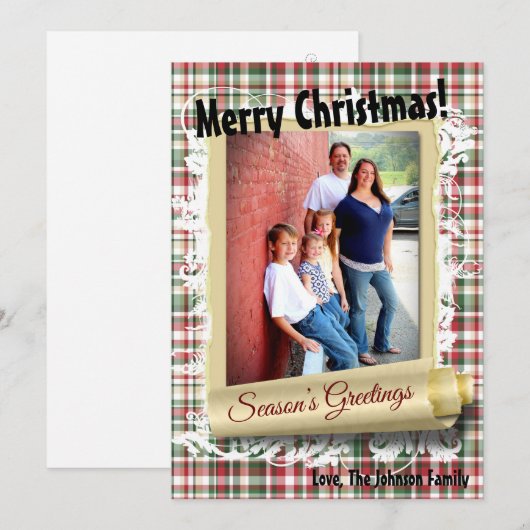 5x7 XMAS-kaart met rode kerst, Beer Fabri FOTO-kaa Feestdagenkaart (Voorkant / Achterkant)