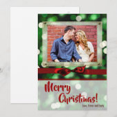 5x7 XMAS-kaart voor kerstgroene kerst met lichte f Feestdagenkaart (Voorkant / Achterkant)