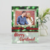 5x7 XMAS-kaart voor kerstgroene kerst met lichte f Feestdagenkaart (Staand voorkant)